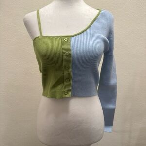 Dolls Kill Blue Blush Dreaming is Free Colorblock Sweater Top
